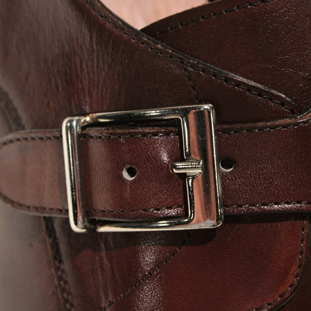 Pastori NWB Single Monk Strap Dress Shoes Size 8 US in Whiskey Brown Leather